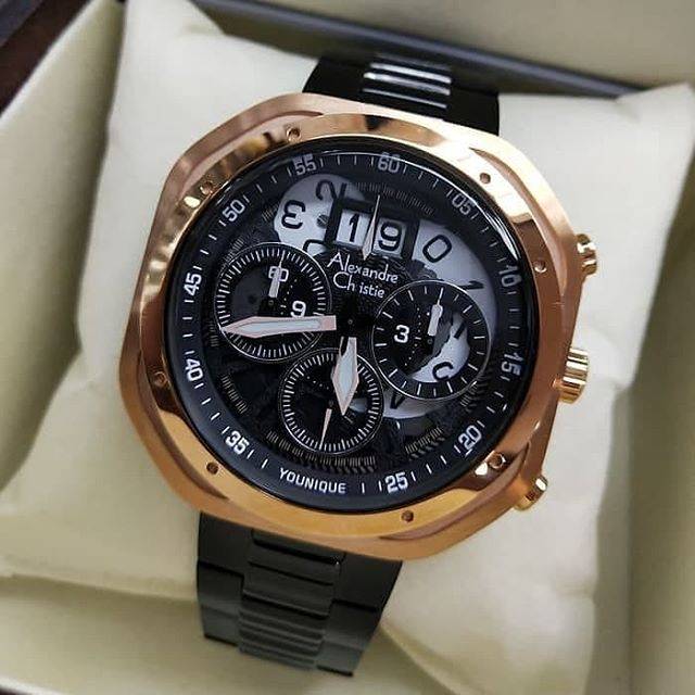 JAM TANGAN ALEXANDRE CHRISTIE PRIA AC 6468 BLACK ROSEGOLD ORIGINAL