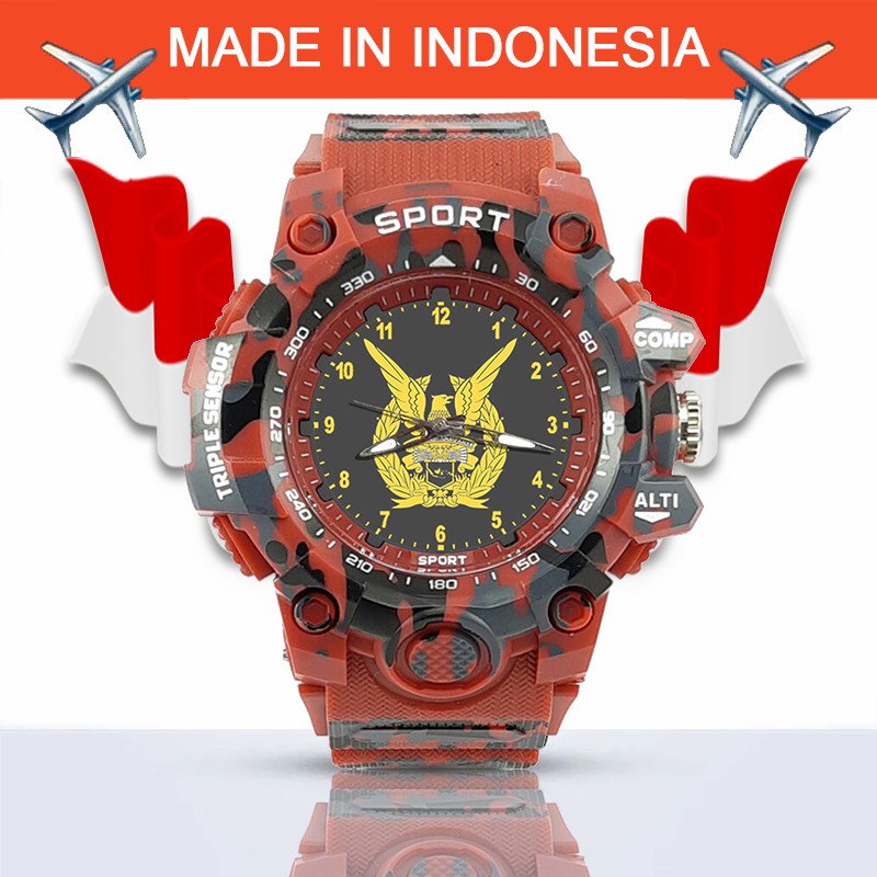 {Istimewa} Jam Tangan TNI-AU (Angkatan Udara) -Merah  Army Water Resistant