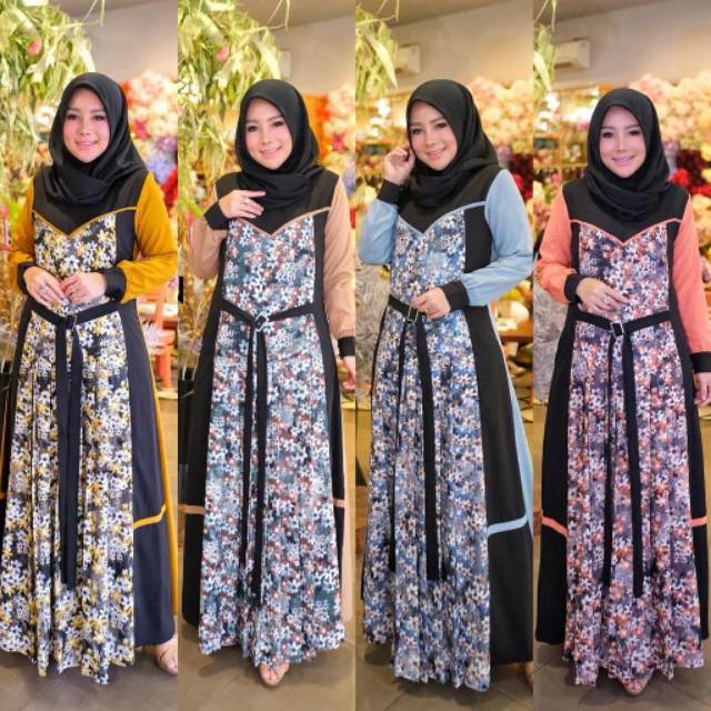 Gamis cup in bunga