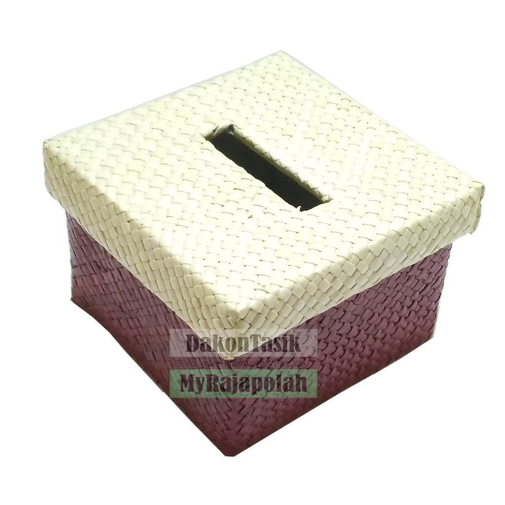 DT-17168 Box tempat tissue kotak - organizer  kerajinan anyaman polos warna warni