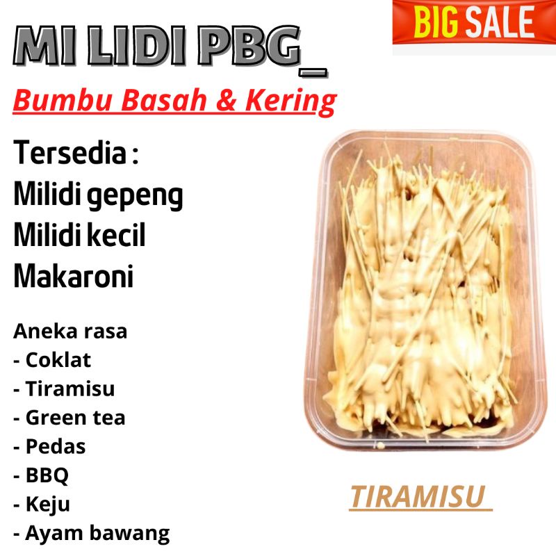 

Mie lidi tiramisu / Mi lidi rasa tiramisu - Milidi Bumbu basah tiramisu - Mielidi Tiramisu bumbu basah - Milidi gepeng kecil tiramisu