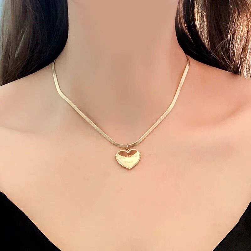 Kalung Titanium Love Belut Trending Gold Korea Fashion Elegan