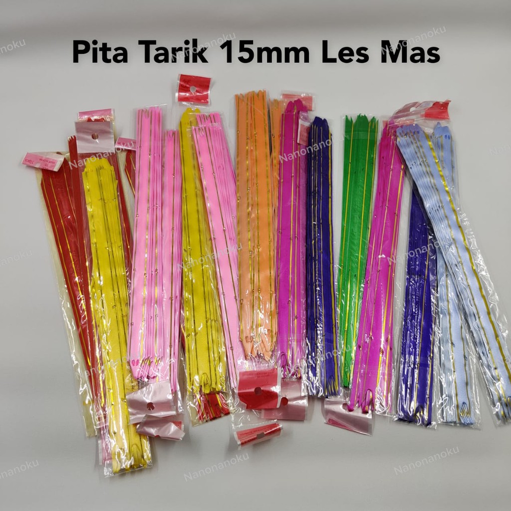 [Per Pak Campur Warna] Pita Tarik 15 mm Pita Serut Les Mas