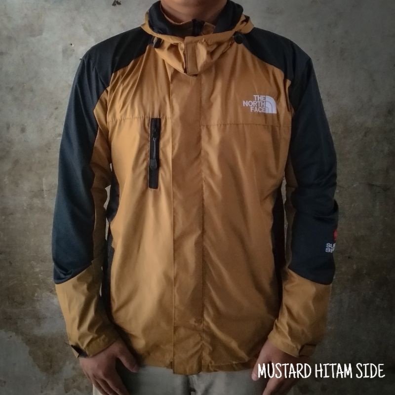 Jaket Tad Polos Murah / Jaket Gunung / Jaket Outdor Pria | Jaket Motor Harian | Jaket Couch-MUSTARD HITAM SIDE