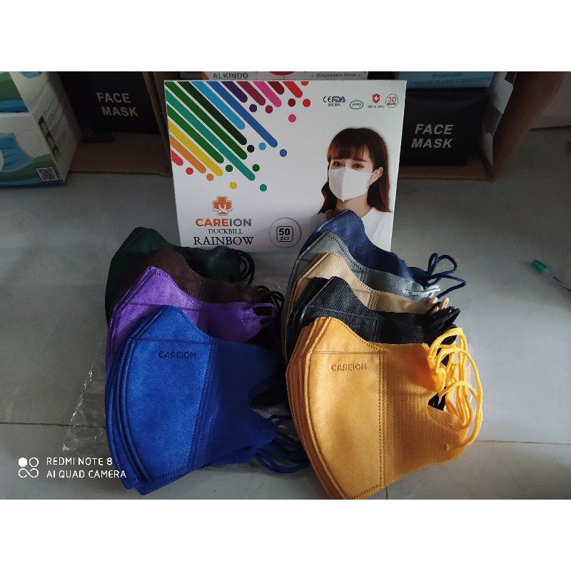 duckbill careion rainbow 1 box 50pcs  garis emboss mix sesuai gambar