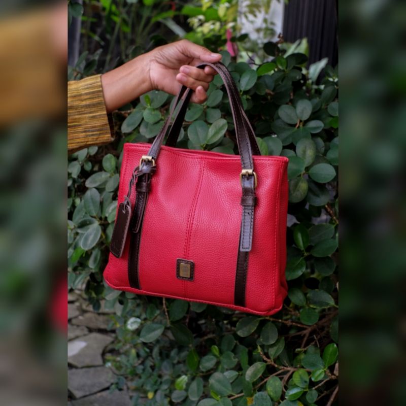 Tas Kulit Asli Wanita Slingbag Aluna Handbag Kekinian 2 Kompartmen Kulit Lembut