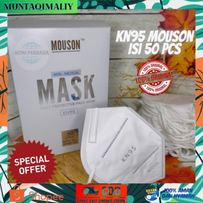 [TERBARU] Masker Kn95 Mouson 5ply Medis surgical KN 95 Kemenkes earloop 5 ply - Mouson 50 Putih