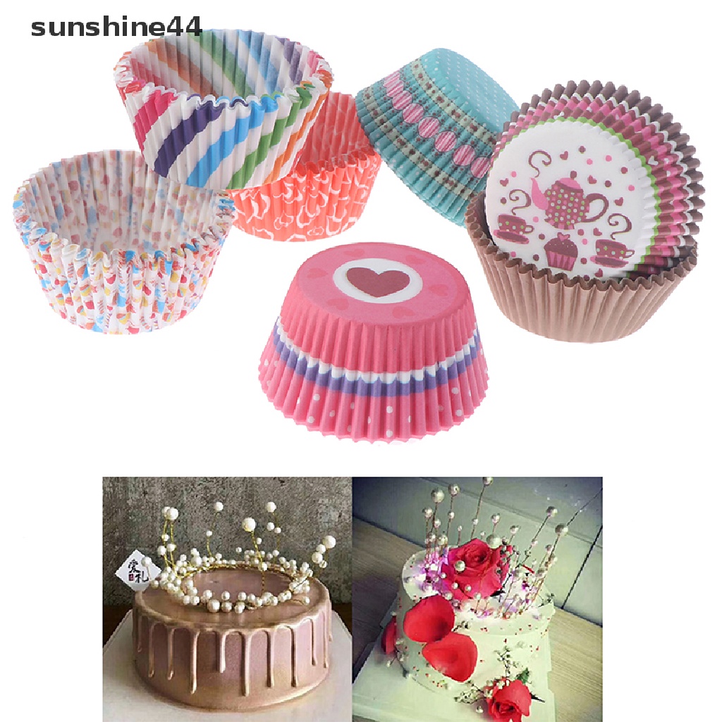 Sunshine 100PCS Kertas Pembungkus Cupcake Sekali Pakai Untuk Pesta