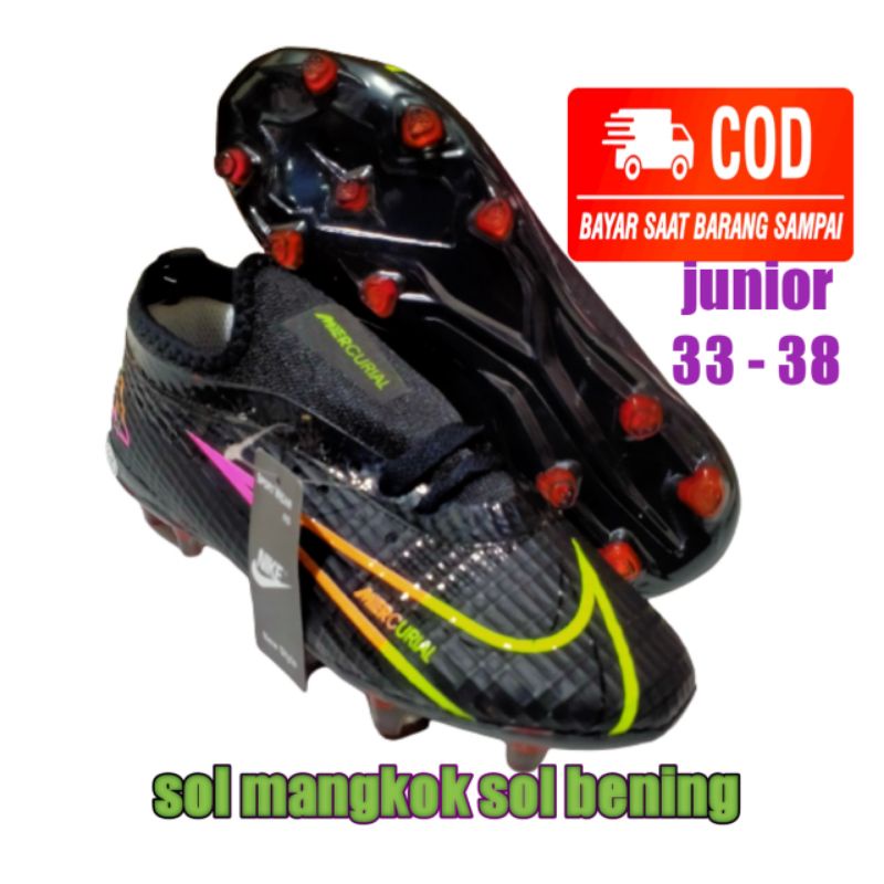 sepatu bola  anak Nike mecurial  semi boot sol bening premium terbaru