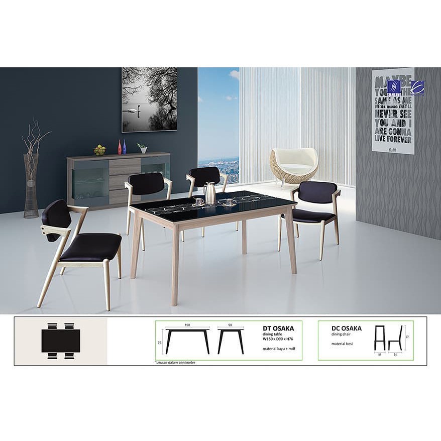 SET MEJA MAKAN SIANTANO DC OSAKA + 4 DC OSAKA