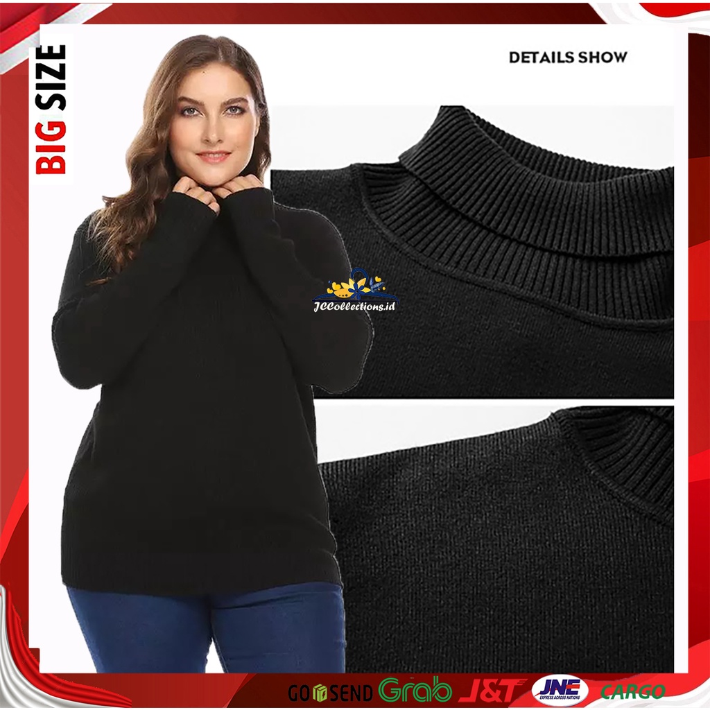 Turtleneck Sweater Rajut Wanita 3XL Big Size / Sweater Rajut Jumbo - JCCollections