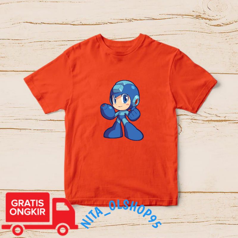 baju anak megaman , baju anak gambar robot , Mega man