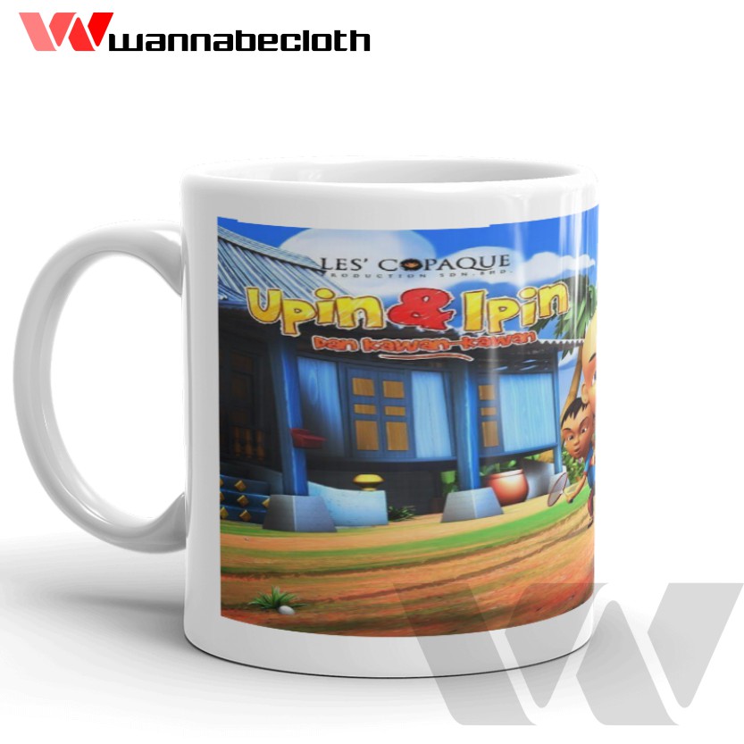 Gelas Upin dan Ipin Mug Upin Dan Ipin Cetak Mug Custom Souvenir Mug Anak Kartun Mug Upin dan Ipin v7