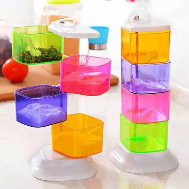 BOS033 Rak Tempat Bumbu Dapur (4 in 1) Rainbow | Shopee Indonesia