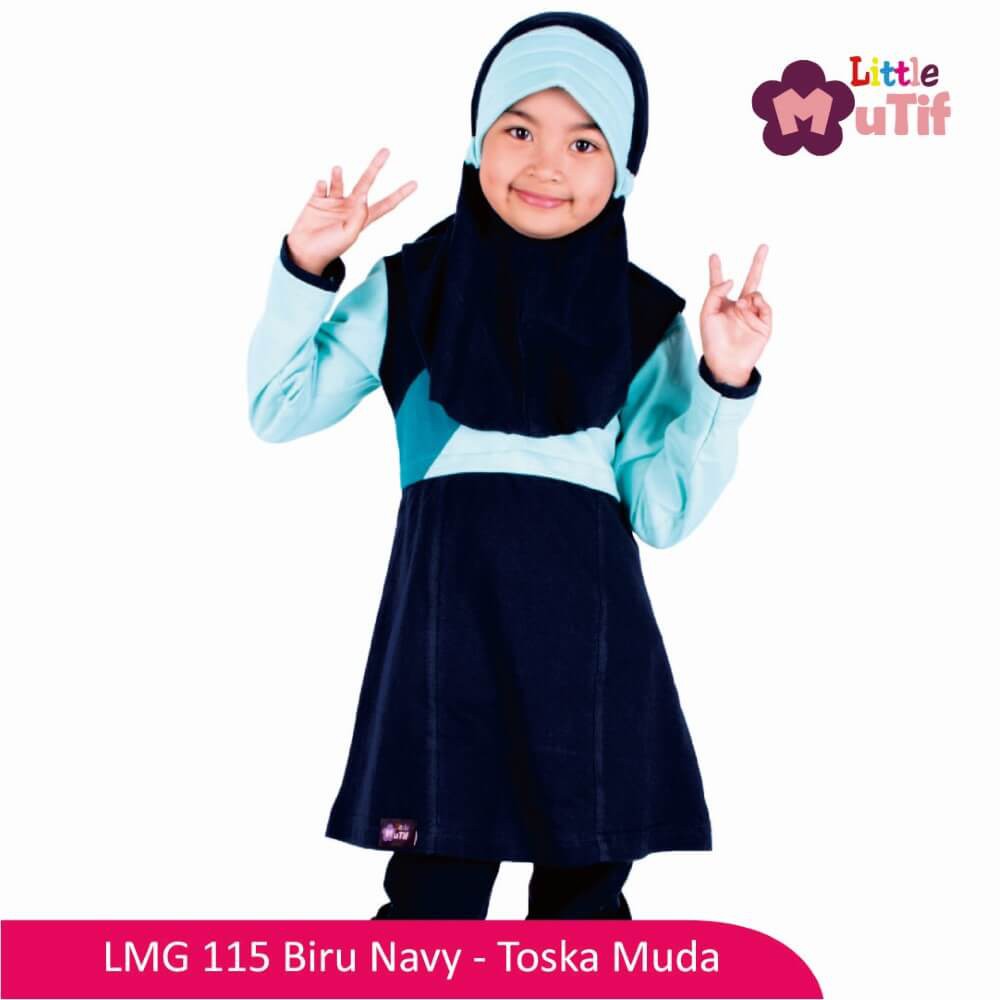 Tunik Anak Mutif MTIF - LMG 115C Biru Navy - Toska Muda