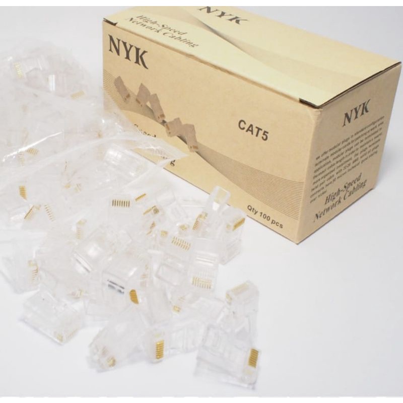 conektor Rj45 Lan / Rj 45 Satu Kotak Isi 100 Pcs Untuk Cat5e nyk