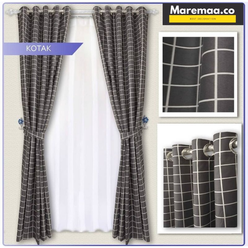 Gorden jendela minimalis motif kotak