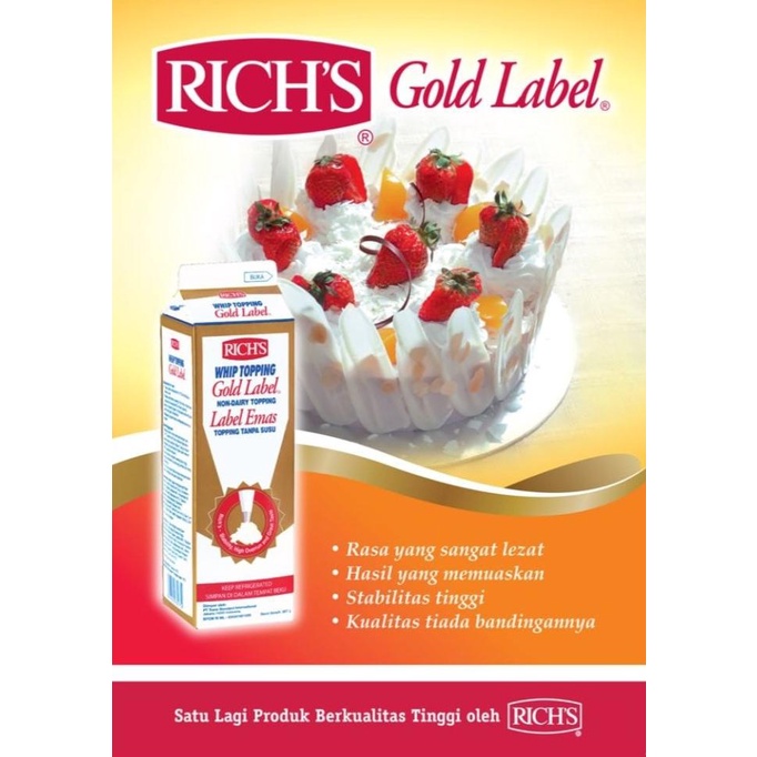 

(BISA COD) Whipped Cream cair RICH'S GOLD label 907 gr - whipping cream