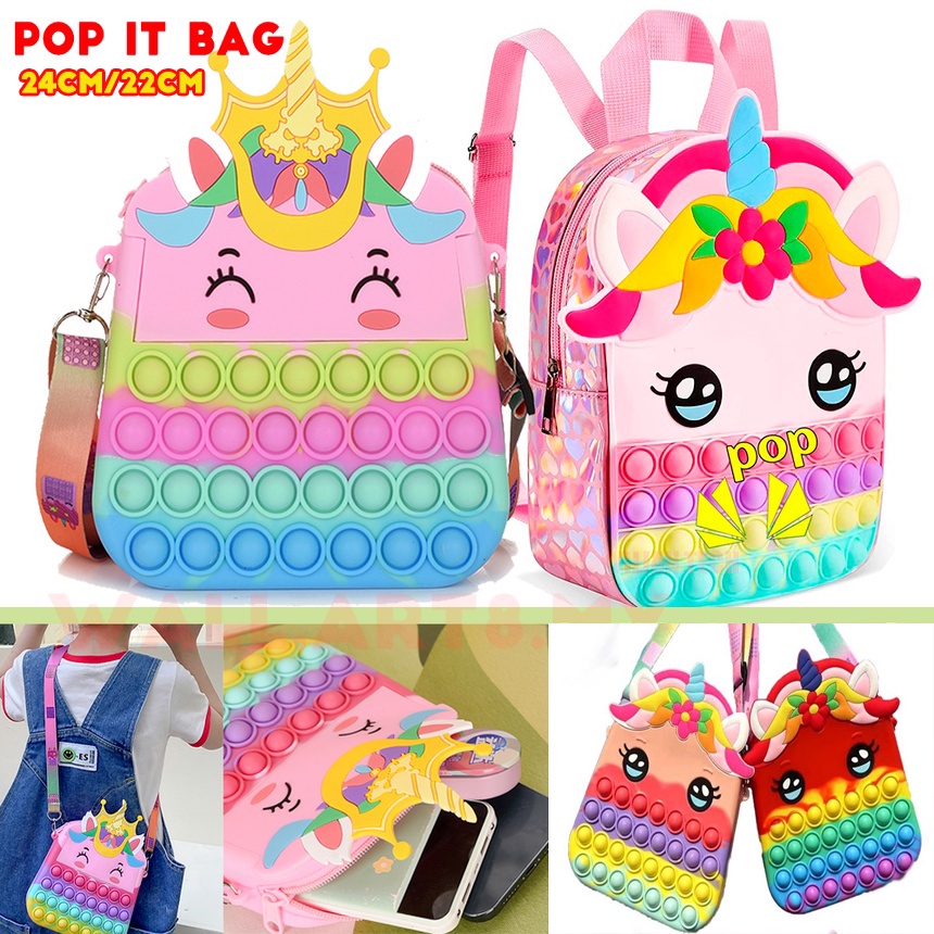 【MUAT HP】GROSIR JUMBO BESAR TAS ANAK POPIT JELLY / TAS POP IT ANAK SELEMPANG UNICORN / TAS POP IT ANAK JUMBO