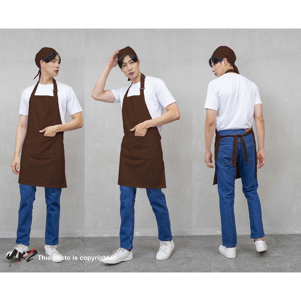 Jual APRON POLOS COKLAT TUA FOR BARISTA /RESTO/CAFE/WAITERS/APRON