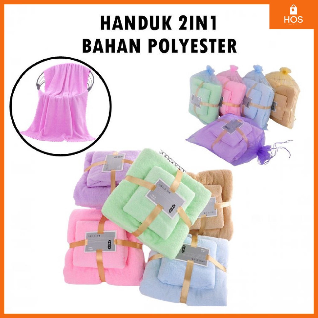 HANDUK SET 2IN1 Polyester fiber bahan lembut new Happyonshop