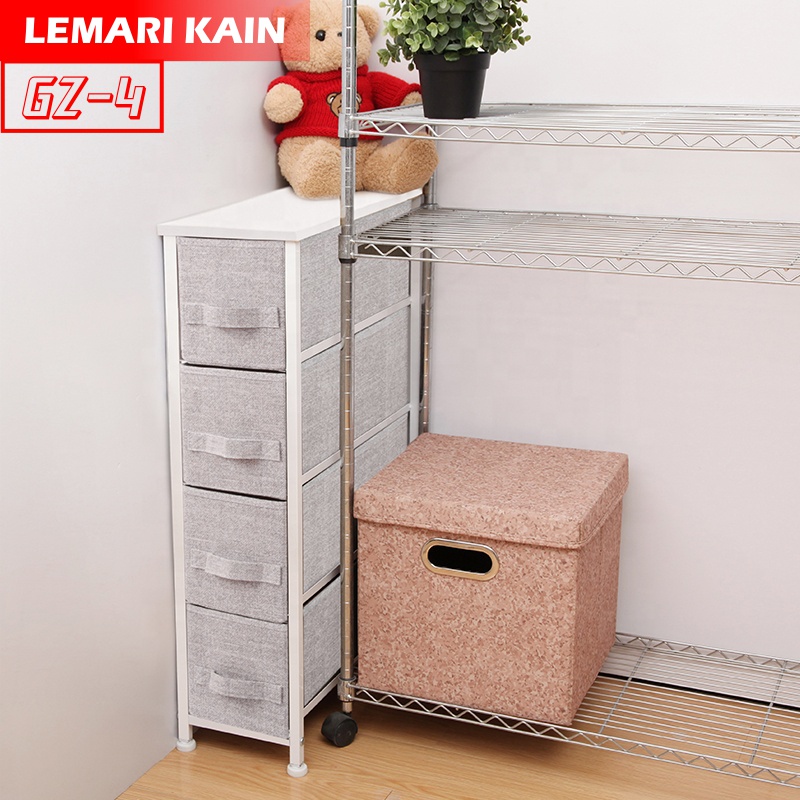 Lemari Sisi Ranjang lemari kabinet 4 Laci Lemari Kain Linen Lemari Portable Simple serbaguna GZ DR88