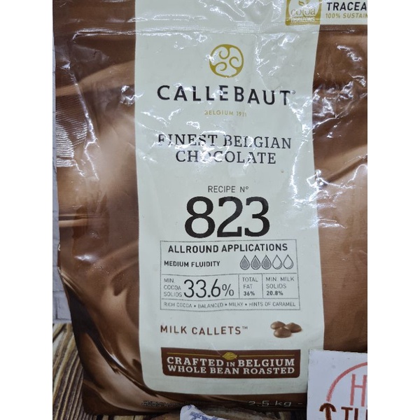 

Callebaut milk chocolate 823 33% callets coklat ori 2.5kg