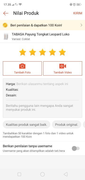 Tabasa Payung Tongkat Leopard Loko
