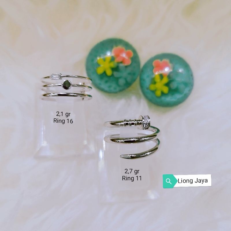 Cincin Emas Putih Cartier Paku kadar 750/17K