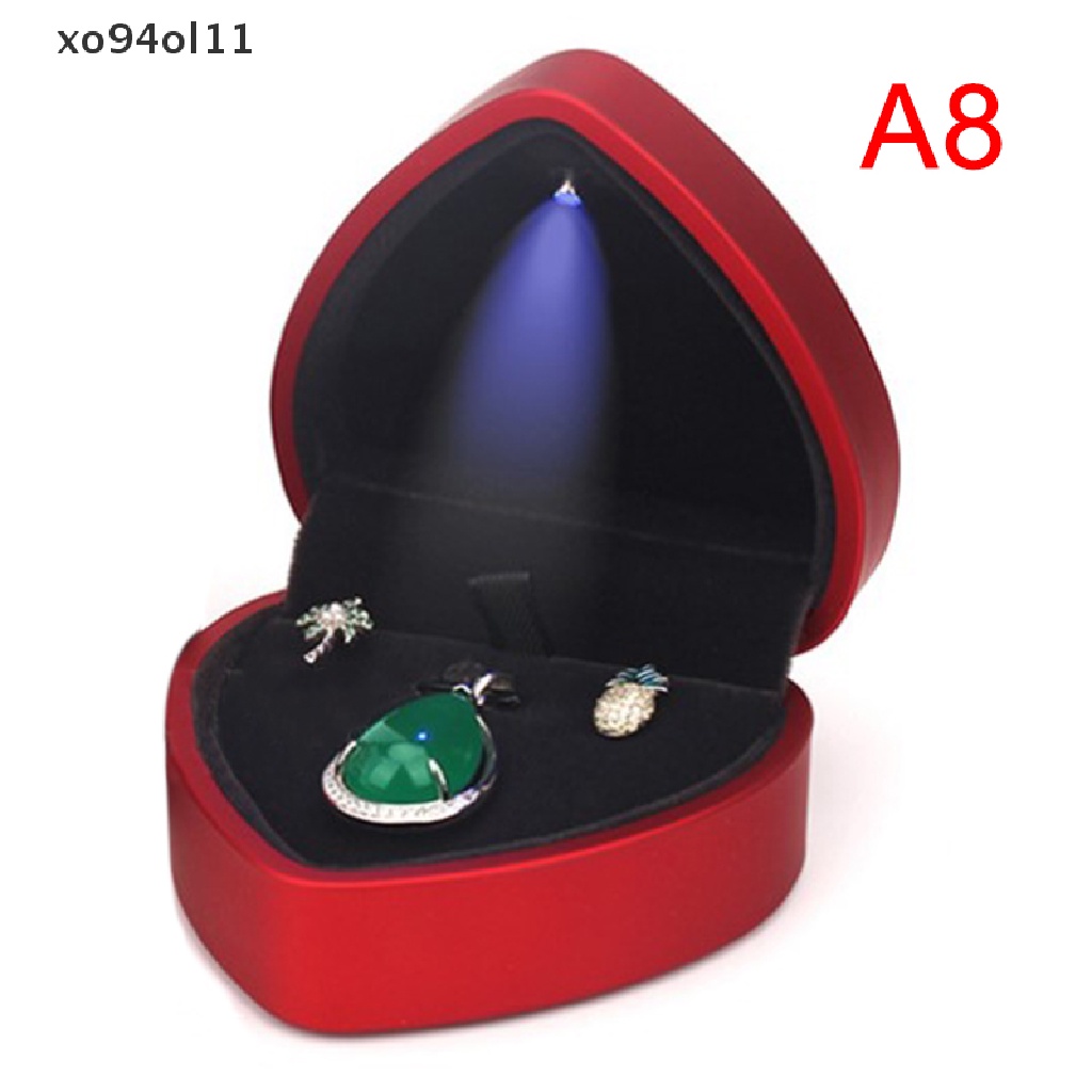 (hotsale) 1 Pc Kotak Cincin Tunangan / Pernikahan Bentuk Hati Dengan Lampu LED