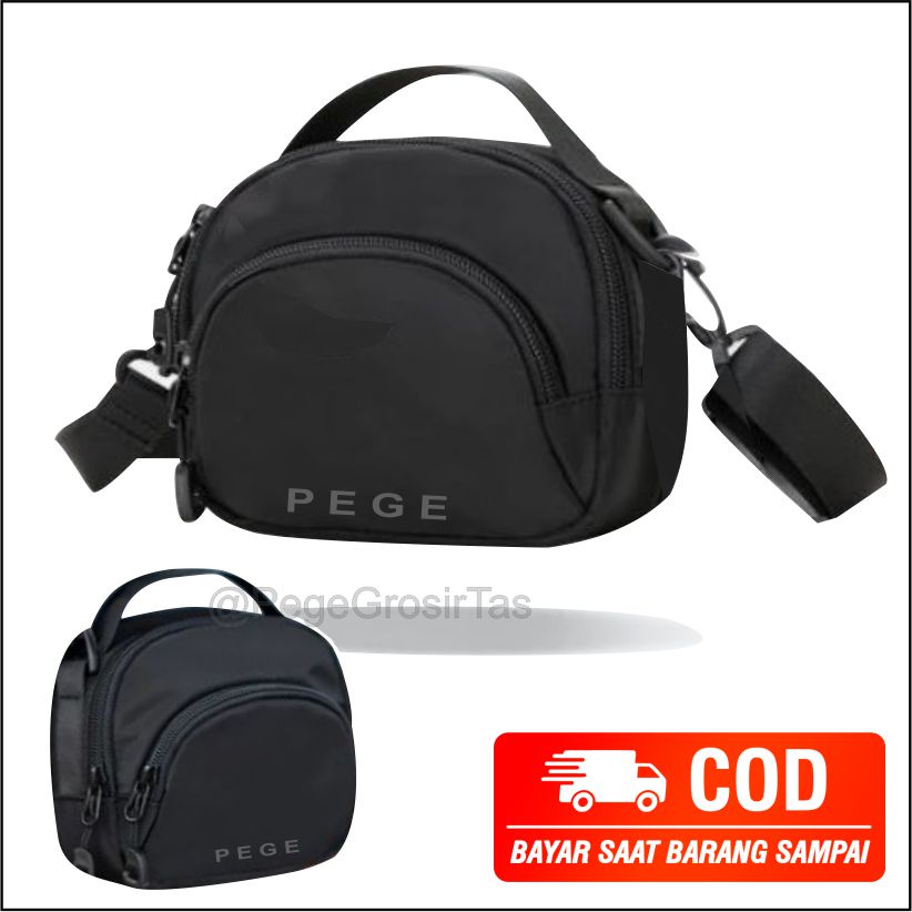 Pege 8863 - Tas Selempang Korea Pria Slingbag Bahu Cowok Slempang Distro Polos Hitam Murah Keren