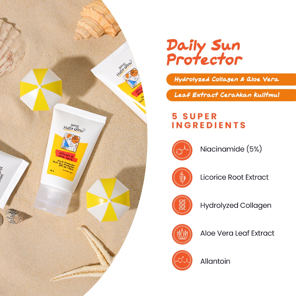 DERMIES Youth Protector Hello Glow Daily Sun Protector 30g - Sunscreen SPF 30