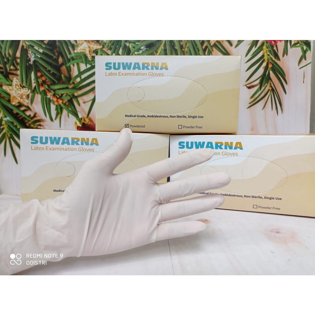 Sarung tangan Suwarna latex isi 100pcs / Handscoon Latex suwarna kemenkes