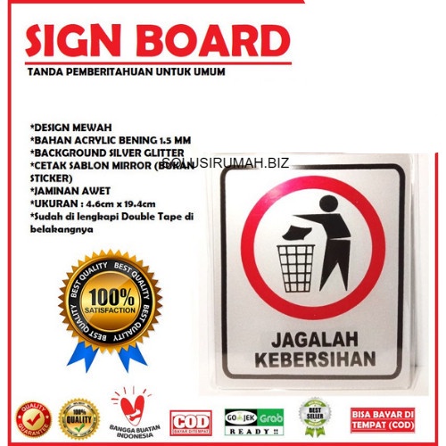 sign label JAGALAH KEBERSIHAN tipe kotak acrylic sticker tanda ruang