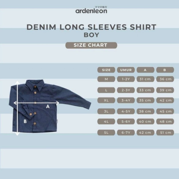 ARDENLEON 1-7 Yr Denim Long Sleeve Atasan Anak ( Kemeja Denim Panjang ) Arden Leon CBKS