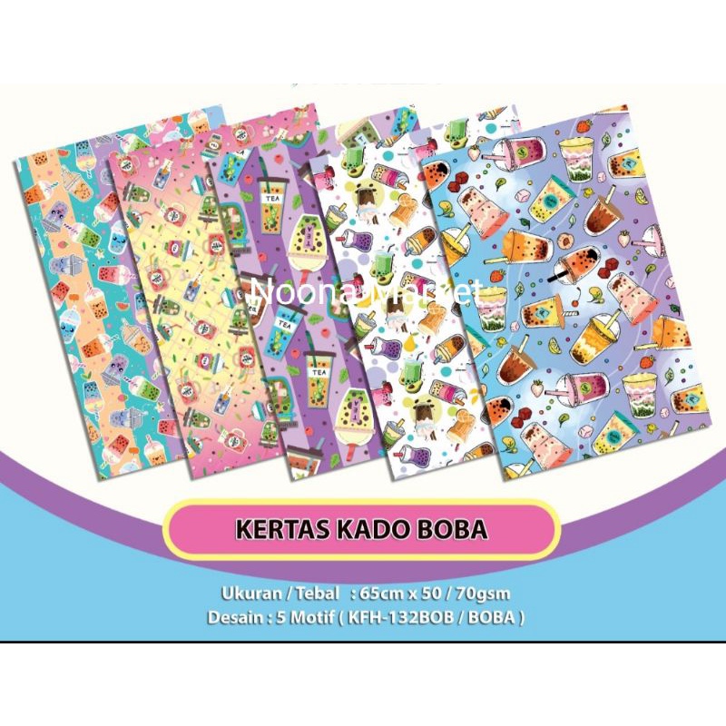 

Kertas Kado Boba / 5 Lembar / Kertas Kado Ultah / Kertas Kado HVS