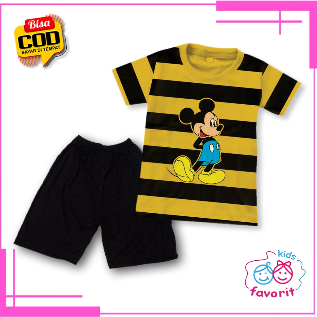 Favorit kids setelan baju anak perempuan dan laki laki lengan pendek gambar kartun | setelan unisex