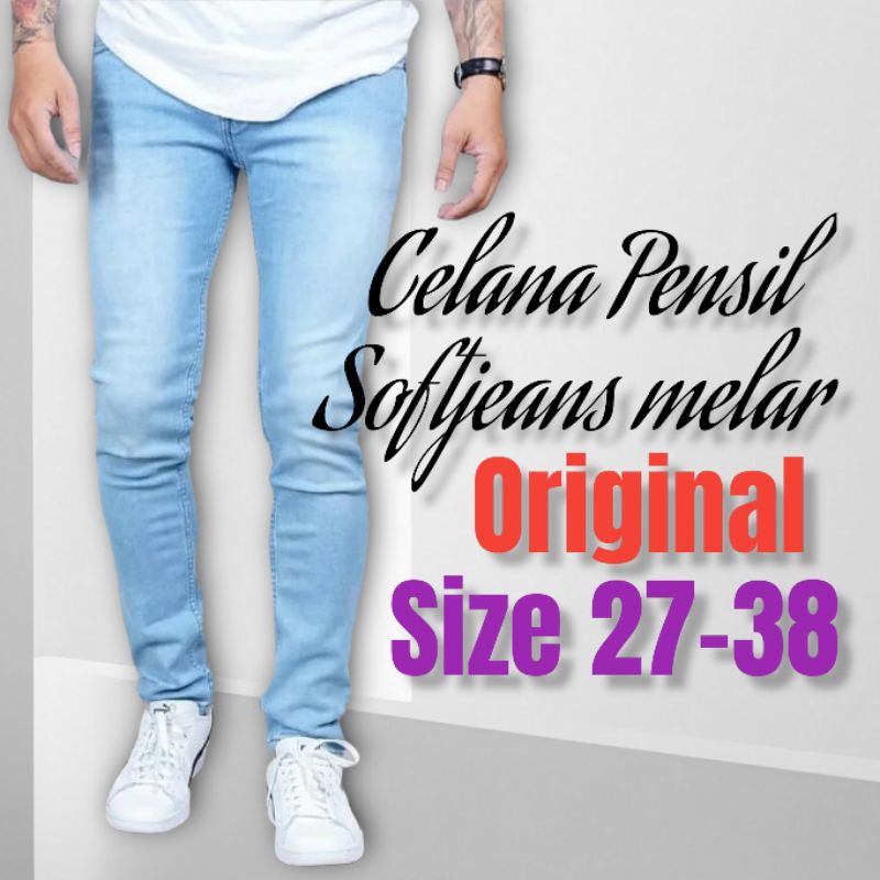 Celana Jeans Street Pria Distro warna hitam pekat bahan melar