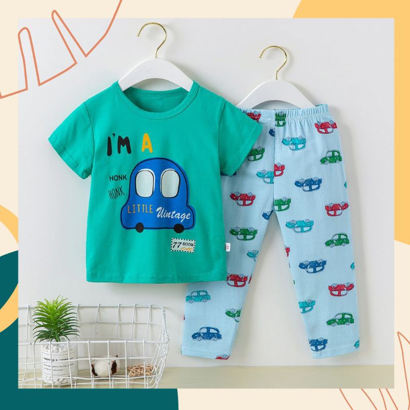 PIYAMA ANAK PP CP IMPORT MICKEY GUCCI, BEAR WINTER & MOBIL SETELAN KATUN ORGANIK SIZE 9 - 10 Tahun