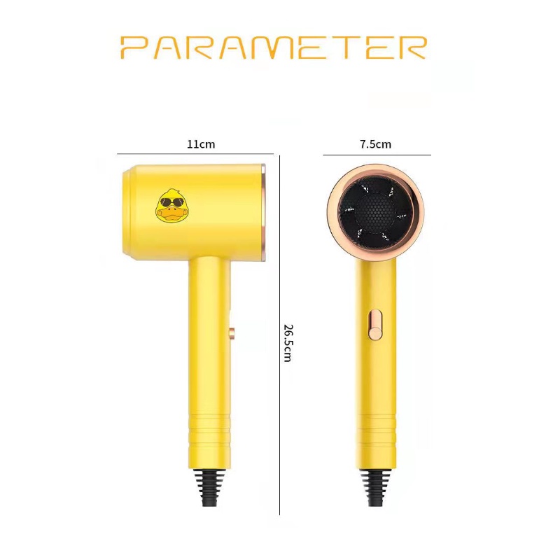 Hair Dryer Portable Bentuk Bebek Warna Kuning Untuk Perawatan Rambut