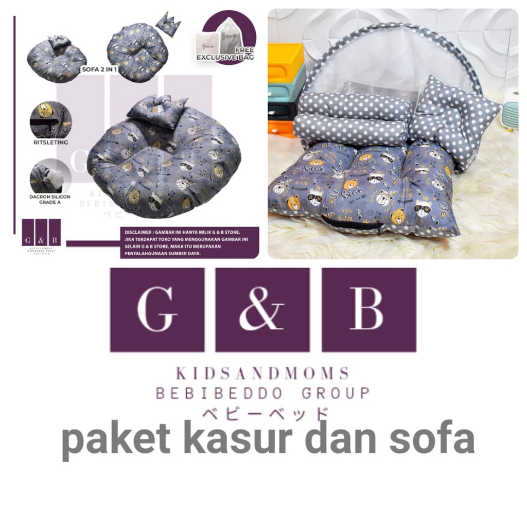 Paket Hemat Kasur bayi kelambu dan Sofa Bayi (Kasur Lipat Fullset) free bantal kelambu + tas