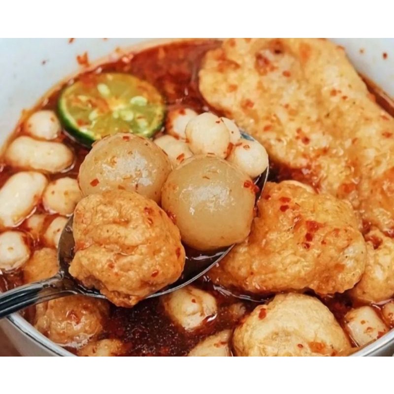 

baso Aci isi ayam gurih pedas isi 12 butir ukuran baso sedang sudah komplit full harga riseller cuy