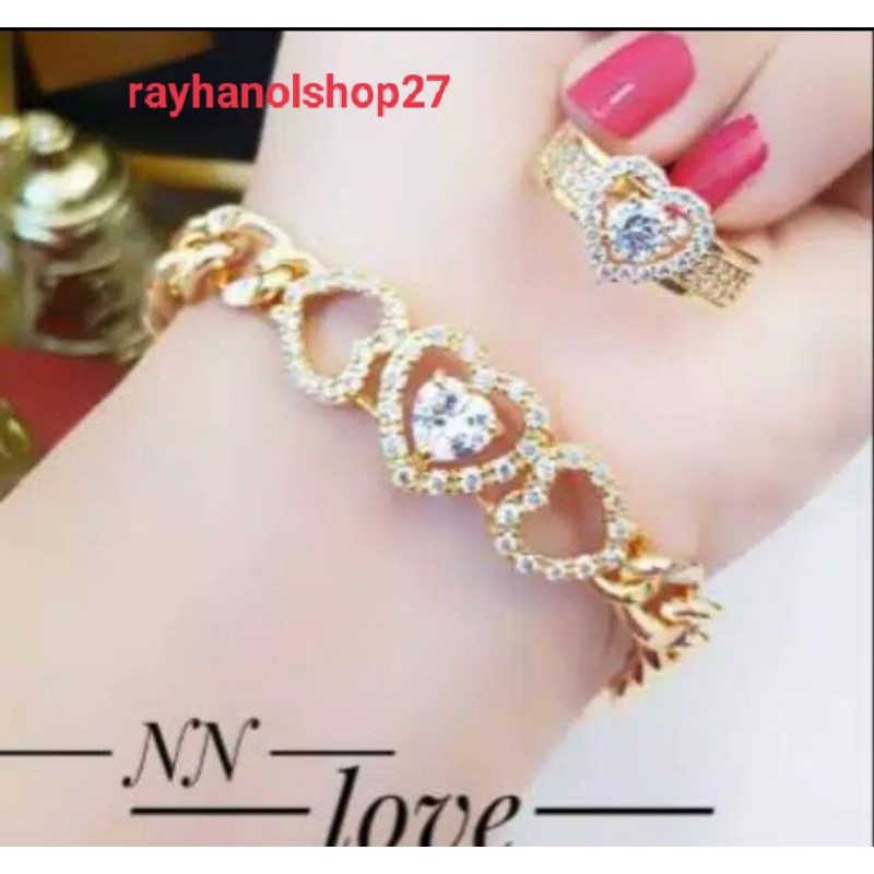 SET perhiasan wanita Dewasa lapis emas 24k permata xuping model'Love R-0-27 permata