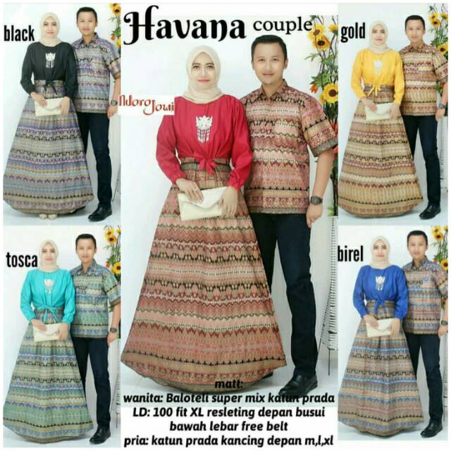 Couple Gamis batik kombinasi polos Modern murah