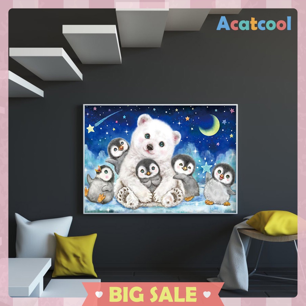 Diamond Painting Bear Little Penguin 5D Full Round Resin Rhinestone Picture