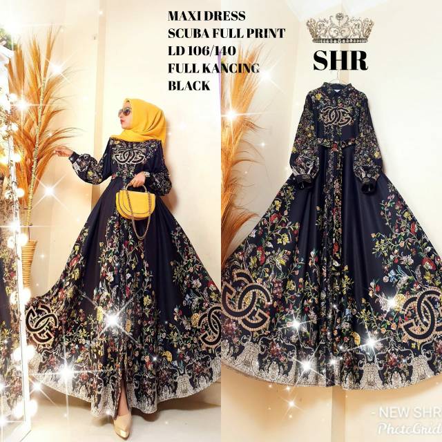 SHR Chanel bunga/maxi dress scuba