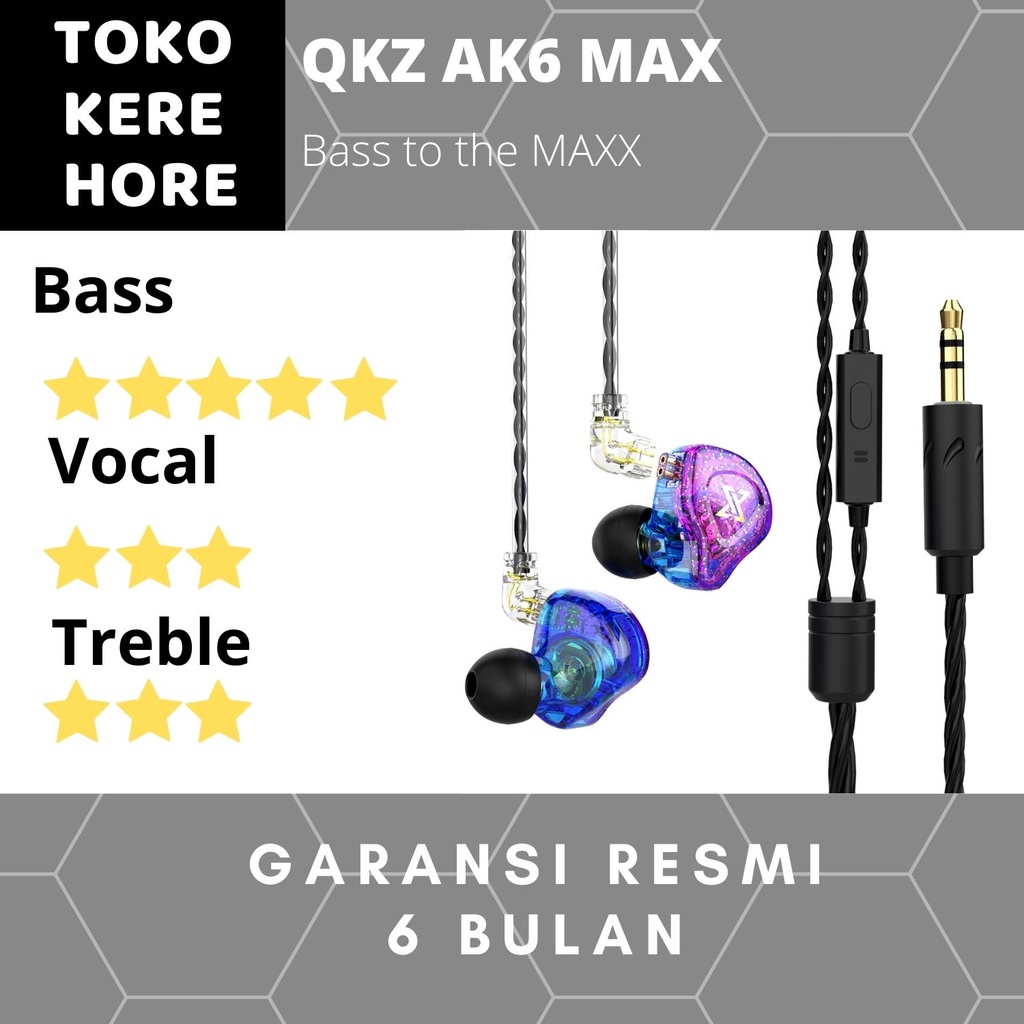 QKZ AK6 MAX Basshead Sport Earphone Detachable with Mic