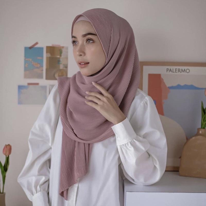 𝐁𝐘 𝐀𝐃𝐈𝐍𝐃𝐀 Pashmina Plisket Full Lidi Ceruty Babydoll Pasmina premium Hijab Instant Jilbab