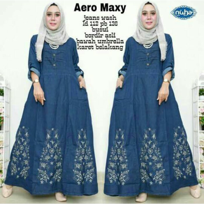 GAMIS BORDIR LISTINA AERO MAXY JEANS HQ KEKINIAN PREMIUM MURAH
