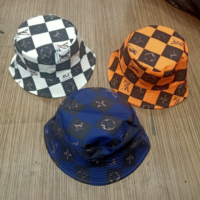 Topi Bucket Hat LV Catur Bolak Balik Topi Premium Impor